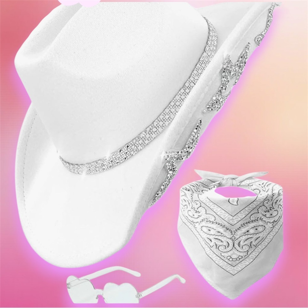 White Cowboy Hat with Silver Accents